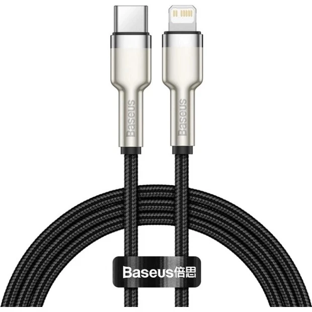 USB-кабель Baseus Cafule Metal Data 20W (1m) (Type-C to Lightning) (Чорний) CATLJK-A01