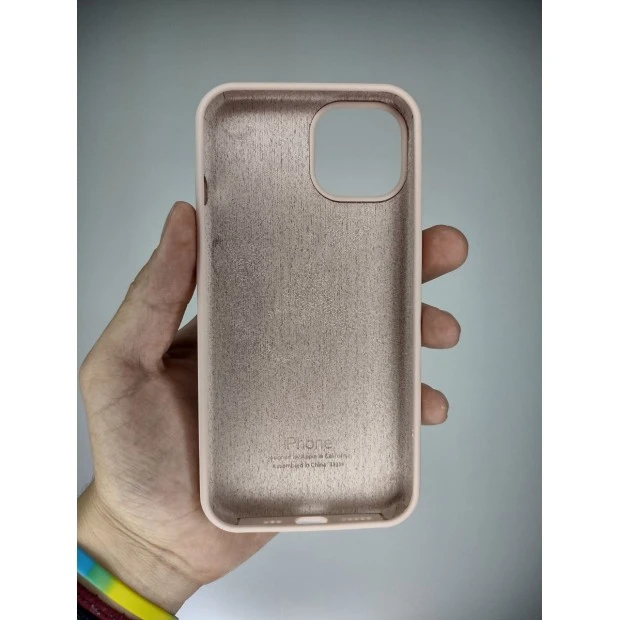 Силіконовий оригінальний чохол круглої форми для Apple iPhone 14 (08) рожево-піщаного кольору.
