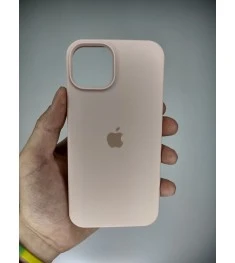 Силіконовий оригінальний чохол круглої форми для Apple iPhone 14 (08) рожево-піщ..