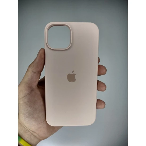 Силіконовий оригінальний чохол круглої форми для Apple iPhone 14 (08) рожево-піщаного кольору.