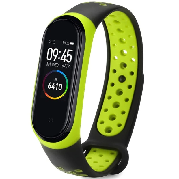 Ремешок Nike Style Xiaomi Mi Band 3 / Mi Band 4 (Чёрно-зелёный)