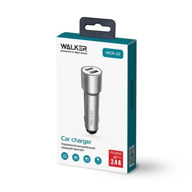 АЗУ-адаптер Walker WCR-22 (1USB1.0 / 1USB2.4) (Серый)