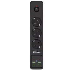 Сетевой удлинитель Proove P-03 (3 розетки + 4USB + 2Type-C) (2m) (Black)