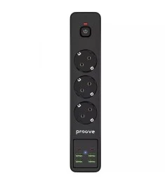 Сетевой удлинитель Proove P-03 (3 розетки + 4USB + 2Type-C) (2m) (Black)
