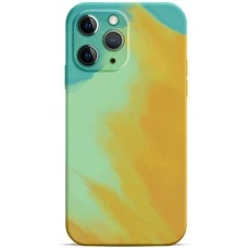 Силіконовий чохол WAVE Watercolor для iPhone 11 Pro Max (жовтий / темно-зелений)