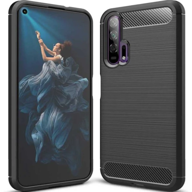 Силиконовый чехол Polished Carbon Huawei Honor 20 (Чёрный)