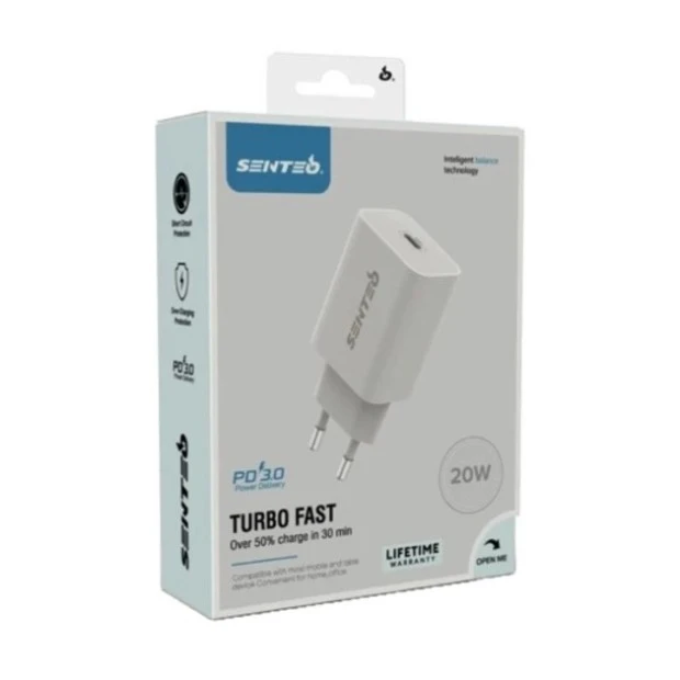Senteo Z-08 PD 20W USB Charger Adapter (1 Type-C) (White)