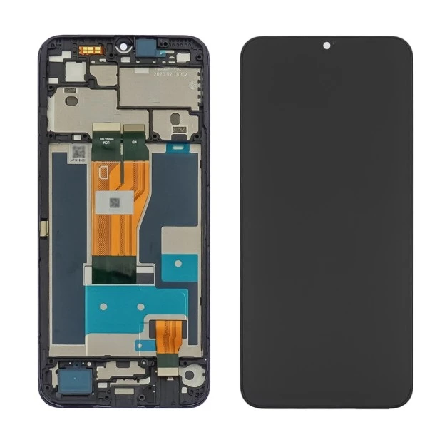 Дисплей для Realme C30S с чёрным тачскрином и корпусной рамкой