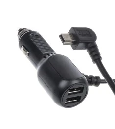 АЗУ-адаптер 2USB + MiniUSB-кабель для видеорегистраторов (Чёрный)