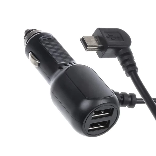 АЗП-адаптер 2USB + MiniUSB-кабель для відеореєстраторів (Чорний)