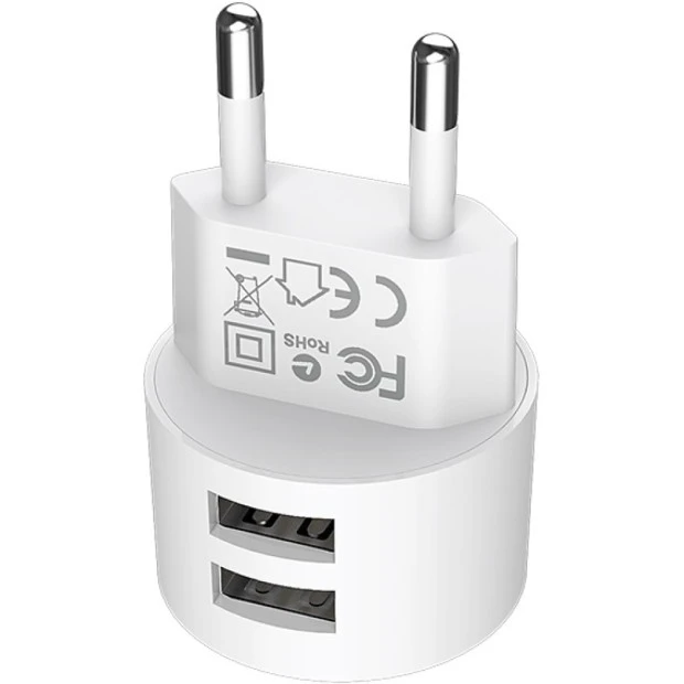 Adapter USB Borofone BA23A 2USB 2.4A (White)