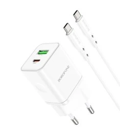 Borofone BN7 QC PD USB Power Adapter 1 Type-C  /  1 USB + Type-C to Type-C Cable..