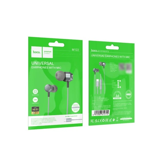 Wired in-ear headset Hoco M122 Type-C (Gray)