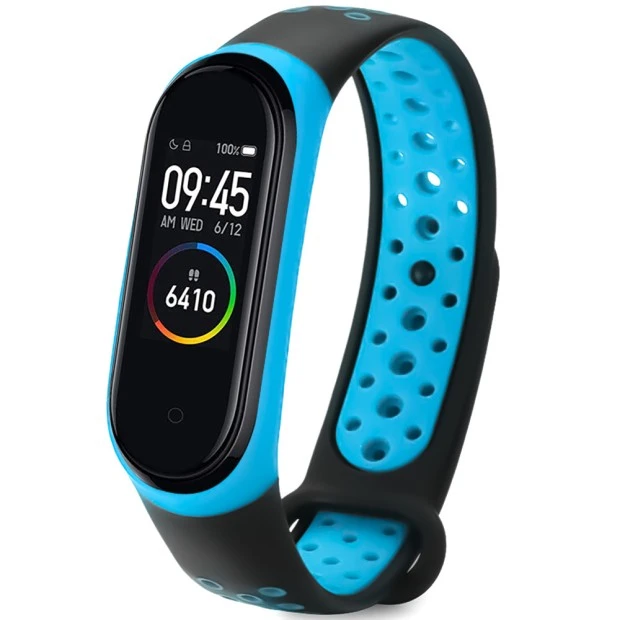Ремешок Nike Style Xiaomi Mi Band 3 / Mi Band 4 (Чёрно-голубой)
