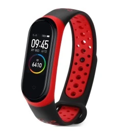 Ремешок Nike Style Xiaomi Mi Band 3 / Mi Band 4 (Чёрно-красный)