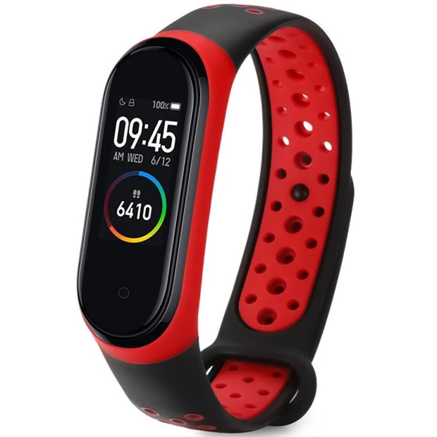 Ремешок Nike Style Xiaomi Mi Band 3 / Mi Band 4 (Чёрно-красный)