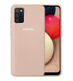 Силіконовий Original 360 чохол з логотипом для Samsung Galaxy A02S (2020) (Пудро..