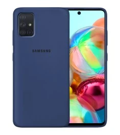 Силикон Original Round Case Logo Samsung Galaxy A71 (2020) (Тёмно-синий)