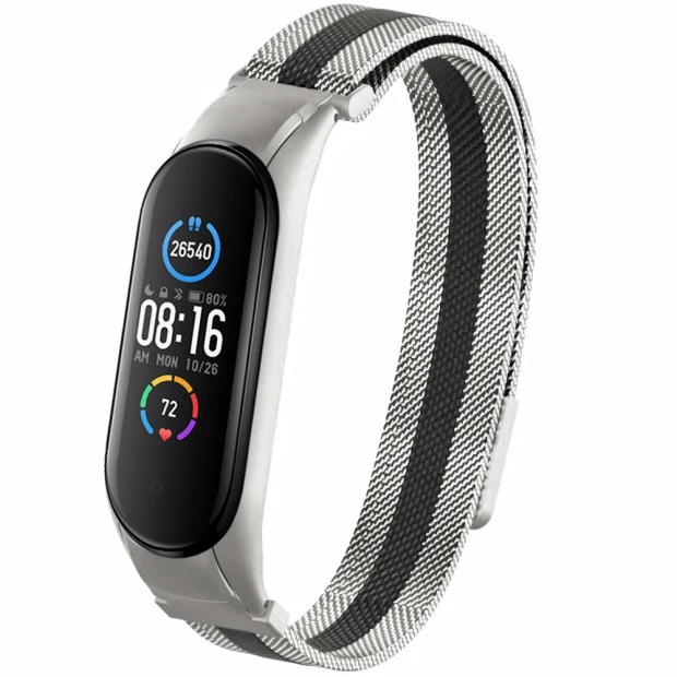 Ремешок Milanese Loop Color Xiaomi Mi Band 5 (Стально-чёрный)