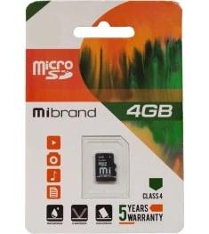 Карта памяти Mibrand MicroSDHC 4Gb (Class 4)