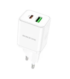 Блок живлення USB Borofone BN7 QC PD 1Type-C  /  1USB (Білий)
