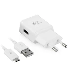 СЗУ-адаптер Samsung Fast Charge EP-TA300 + microUSB-кабель