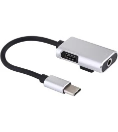 Переходник J-053 USB Type-C to AUX 3.5mm (Серебряный)