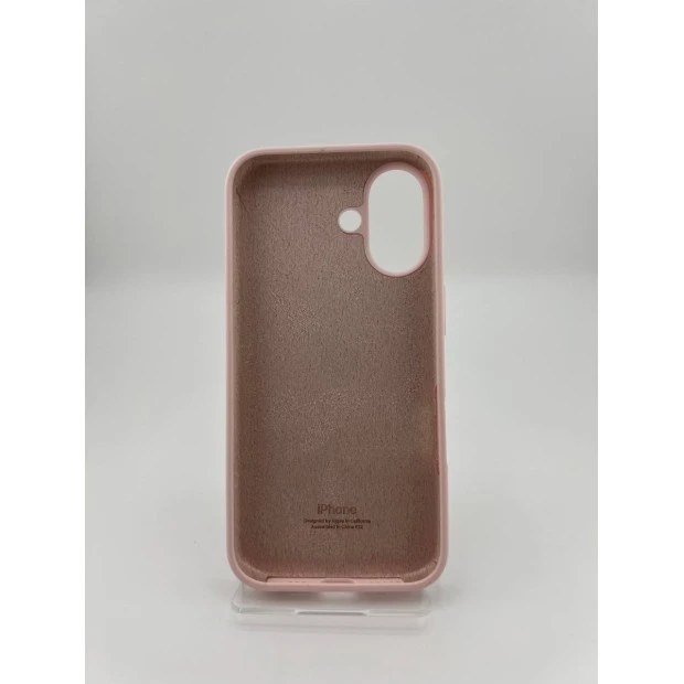Силіконовий оригінальний круглий чохол для Apple iPhone 16 (76) у кольорі крейдово-рожевий.