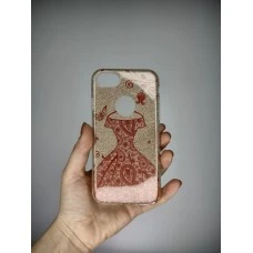 Силикон Glitter Apple iPhone 7 / 8 / SE (2020) (Golden Dress)