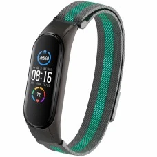 Ремешок Milanese Loop Color Xiaomi Mi Band 5 (Чёрно-зелёный)