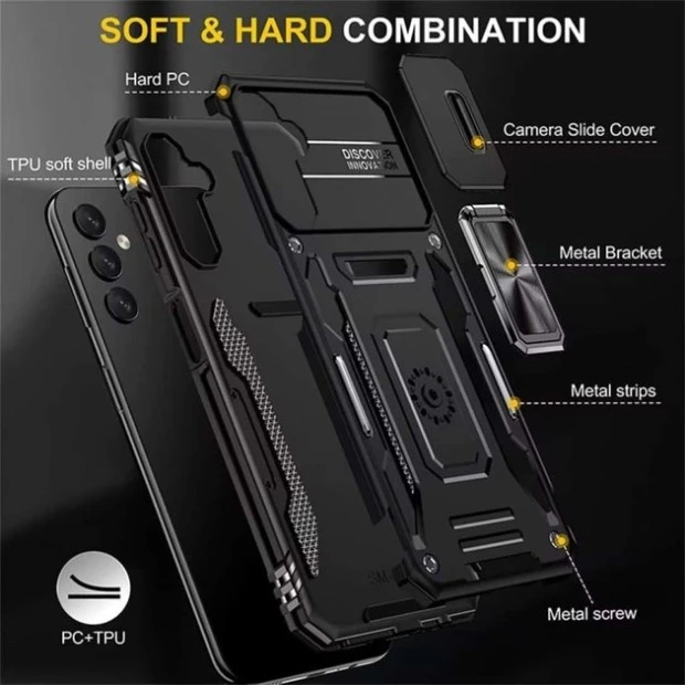 Броньований чохол Ring Serge Armor Case Samsung Galaxy S24 Plus (ShutCam) (Чорний)
