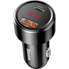 Baseus Magic Digital Display PD3.0 QC4.0 45W 1USB / 1Type-C Car Charger Adapter (Black) CCMLC20C-01