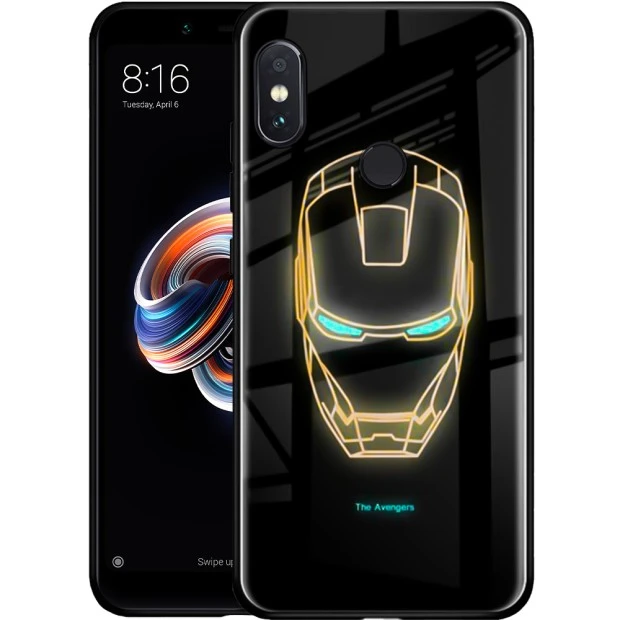 Накладка Luminous Glass Case Xiaomi Redmi Note 5 / Note 5 Pro (Iron Man)
