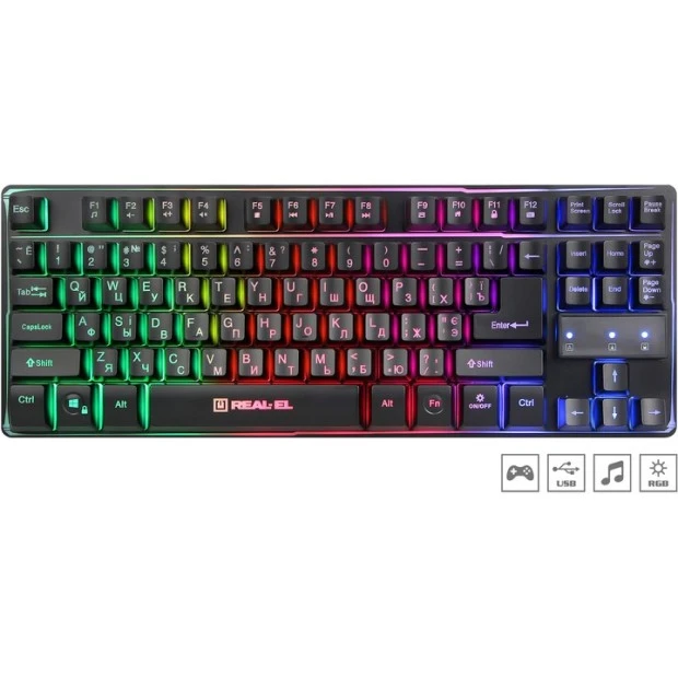 Клавиатура проводная Real-El Gaming 8710 TKL Backlit Ukr (Чёрный)