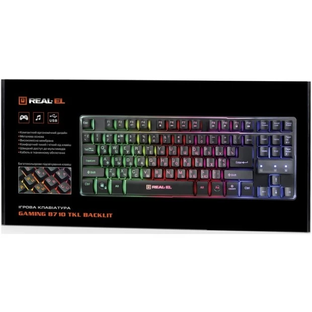 Клавиатура проводная Real-El Gaming 8710 TKL Backlit Ukr (Чёрный)