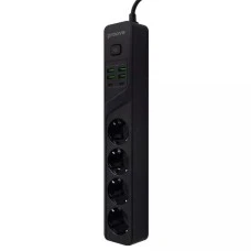 Сетевой удлинитель Proove Power Strip P-04 (4розетки + 4USB + 2Type-C) (2m) (Чёрный)