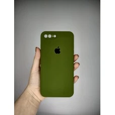 Силіконовий оригінальний квадратний чохол RoundCam для Apple iPhone 7 Plus  /  8 Plus (46) глибокий зелений.