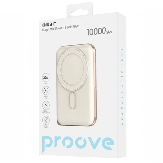 Бездротовий акумулятор Proove Knight 20W 10000mAh (Бежевий)