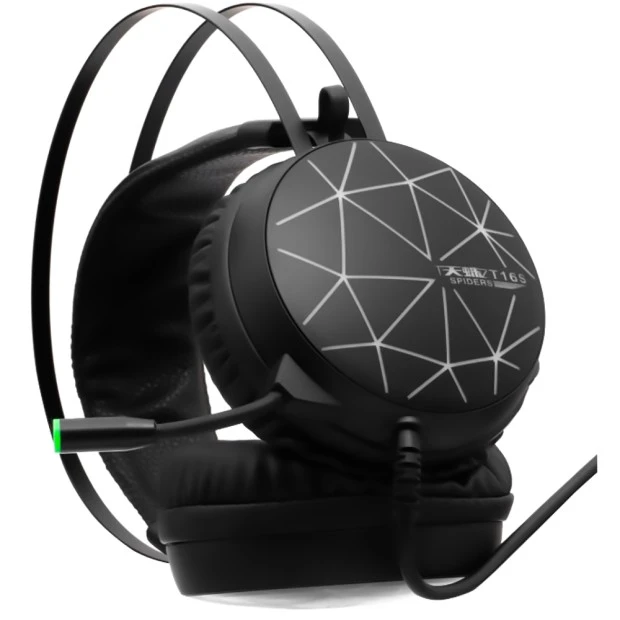 Наушники-гарнитура для компьютера Spiders T16S USB 7.1 Colorfull Light (Чёрный)