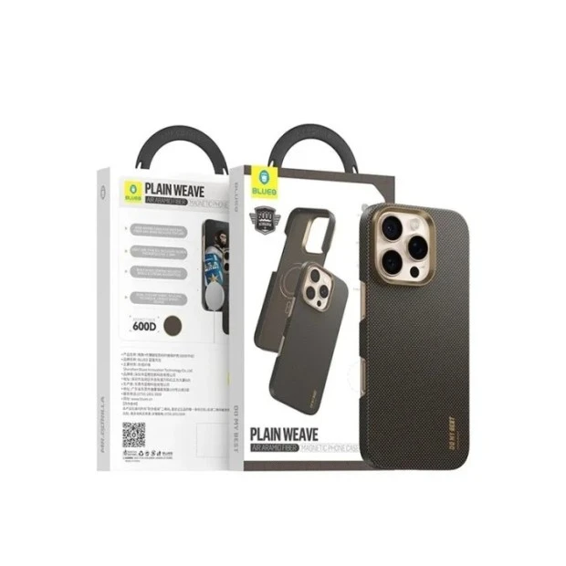 Накладка Blueo Plain Weave Air Aramid Fiber Series MagSafe для Apple iPhone 16 Pro (Золота)
