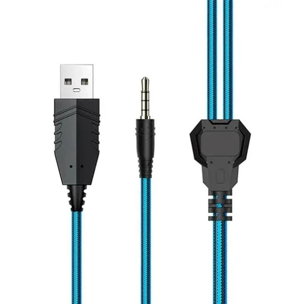 Провідні накладні навушники-гарнітура Hoco W105 Joyful Led (Синій)