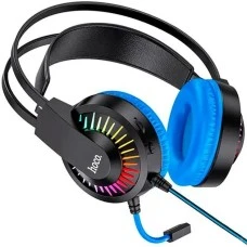 Провідні накладні навушники-гарнітура Hoco W105 Joyful Led (Синій)
