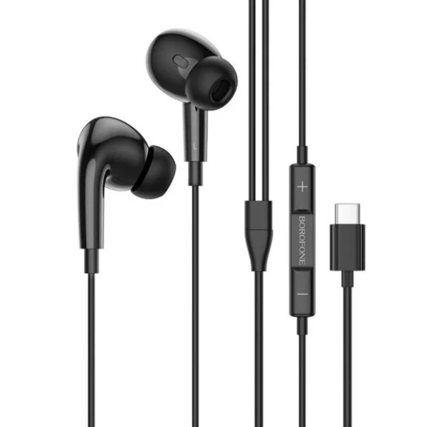 Проводные наушники-гарнитура вакуумные Borofone BM80 Pro Type-C (Чёрный)