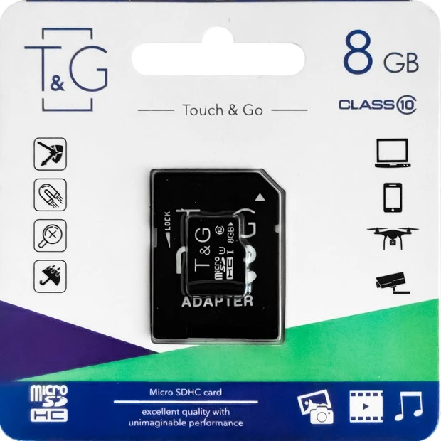 Карта памяти Touch & Go MicroSDHC 8Gb (Class 10) + SD-адаптер