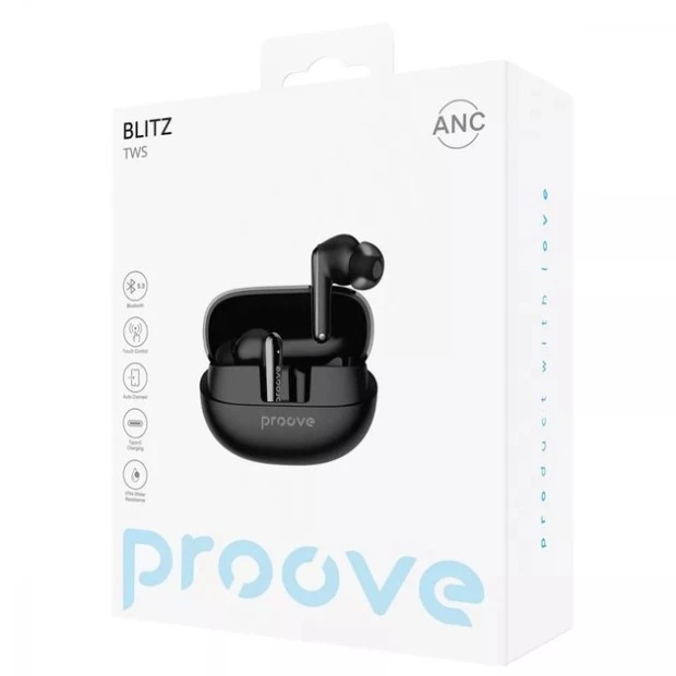Бездротові навушники-гарнітура вакуумні Proove Blitz ANC (Black) TWBL00010001
