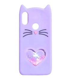 Силикон Kitty Sparkles Xiaomi Redmi Note 7 (Фиолетовый)
