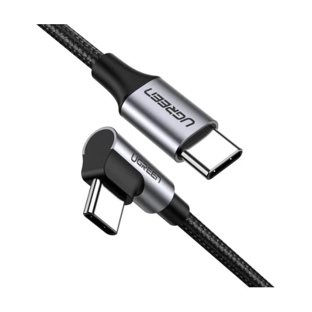 USB-кабель UGREEN US255 Angled 60W (1m) (Type-C to Type-C) (Black/Gray)