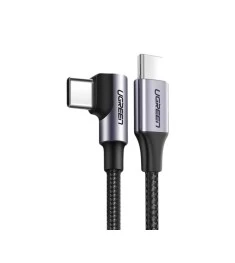 USB-кабель UGREEN US255 Angled 60W (1m) (Type-C to Type-C) (Black/Gray)