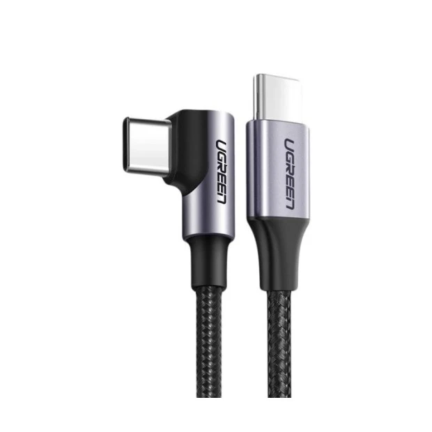USB-кабель UGREEN US255 Angled 60W (1m) (Type-C to Type-C) (Black/Gray)