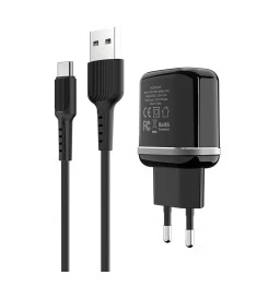СЗУ-адаптер Borofone BA25A 2USB 2.4A + Type-C-кабель (Чёрный)